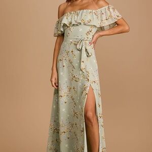 Light Green Floral Dress Lulu’s Medium